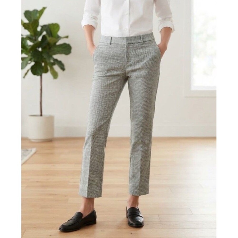 Banana Republic Sloan Crop Pants Sz 4P Herringbone Pattern Women Green Office ￼